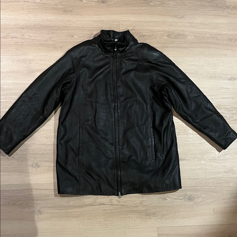 Men's Black Leather Field Gear Jacket